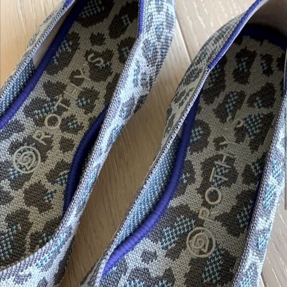 Rothy’s round toe size 6.5 gray blue spotted leopard print woman’s flat s… - Picture 3 of 16